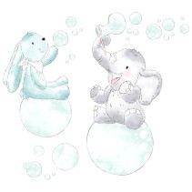 Vinilos infantiles o de bebé animales con pompas de jabón